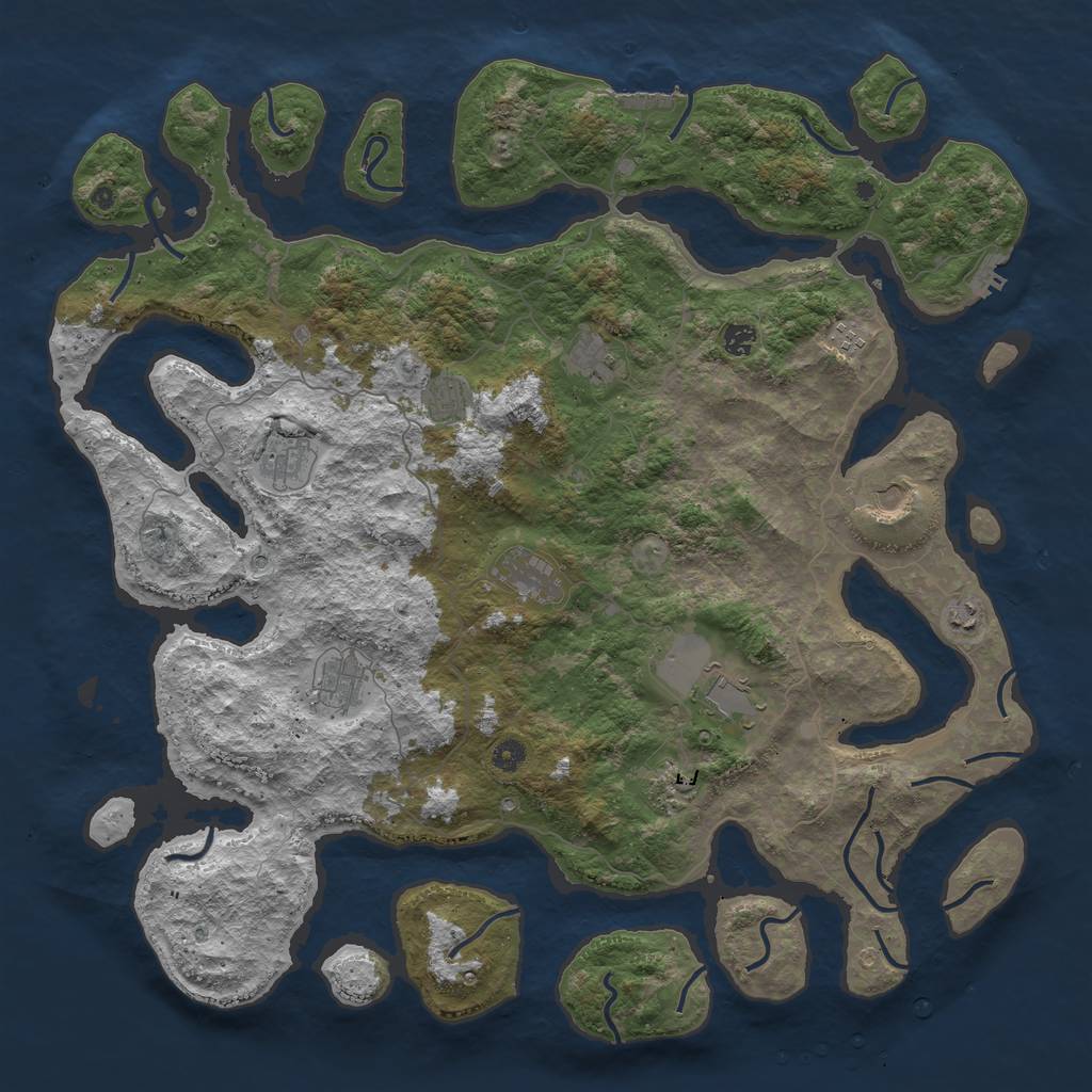 Rust Map: Procedural Map, Size: 4990, Seed: 100, 16 Monuments