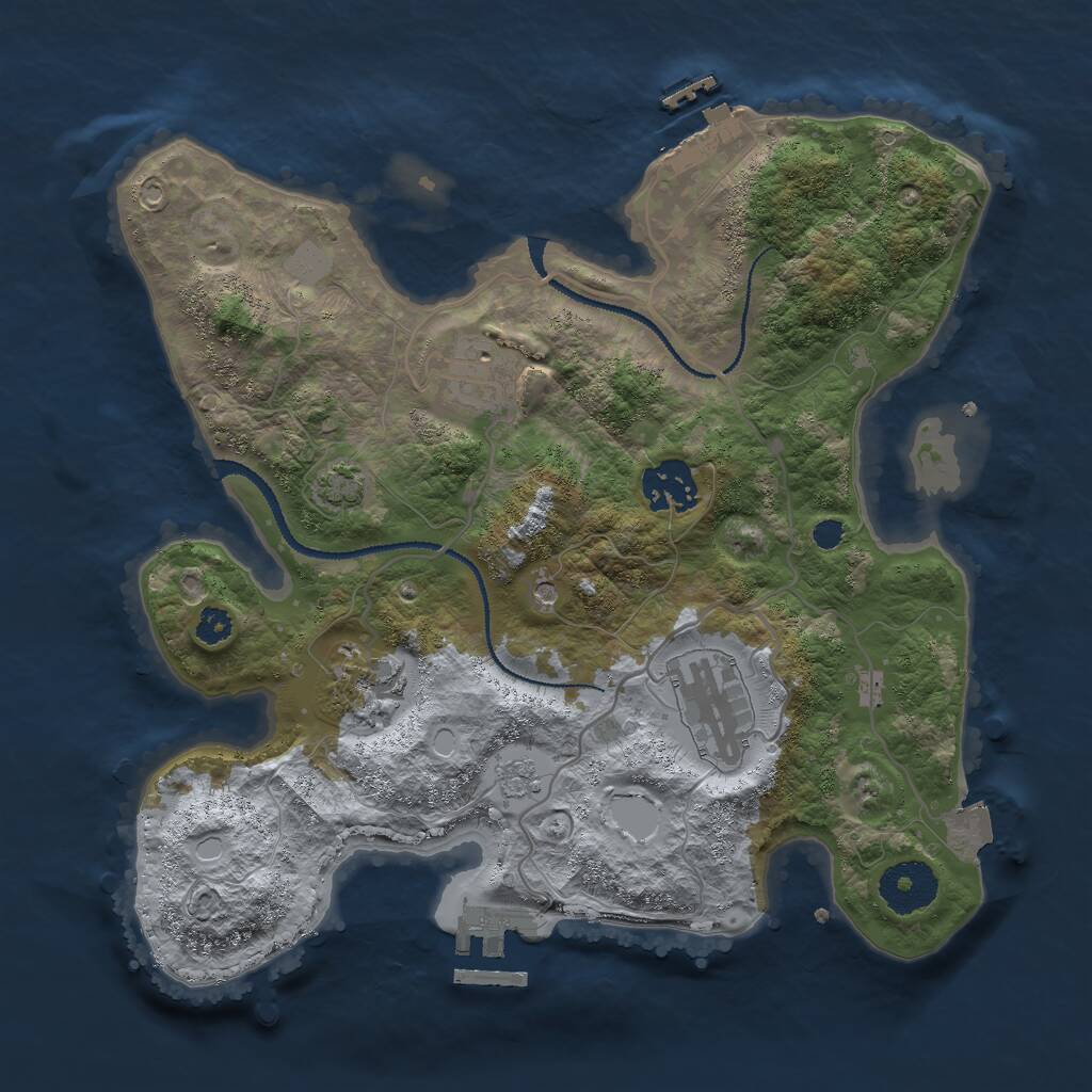 Rust Map: Procedural Map, Size: 3000, Seed: 477231303, 10 Monuments