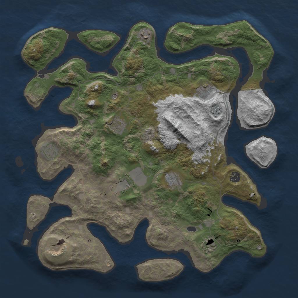 Rust Map: Barren, Size: 4200, Seed: 953508164, 13 Monuments