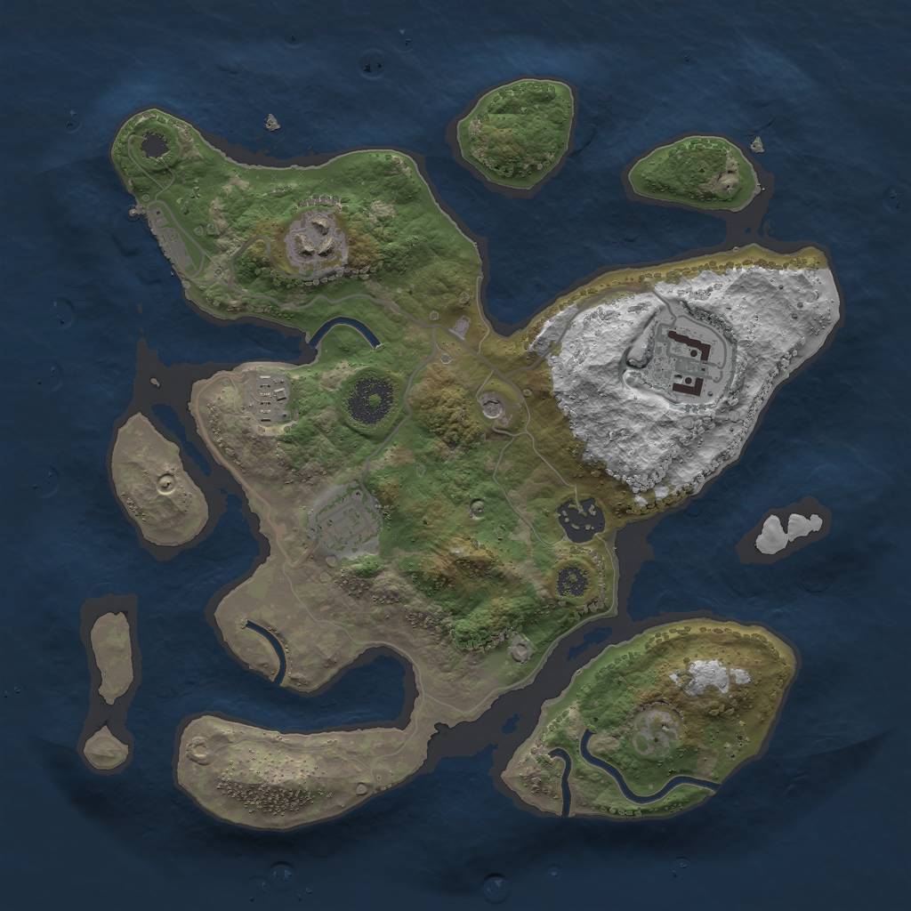 Rust Map: Procedural Map, Size: 3000, Seed: 2016436268, 9 Monuments