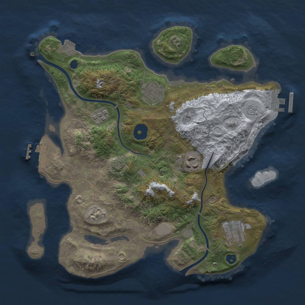 Rust Map: Procedural Map, Size: 3000, Seed: 2016436268, 10 Monuments