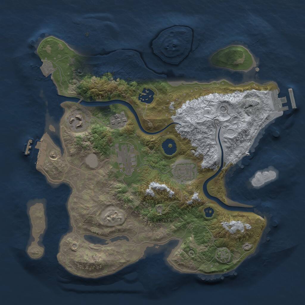 Rust Map: Procedural Map, Size: 3000, Seed: 2016436268, 10 Monuments