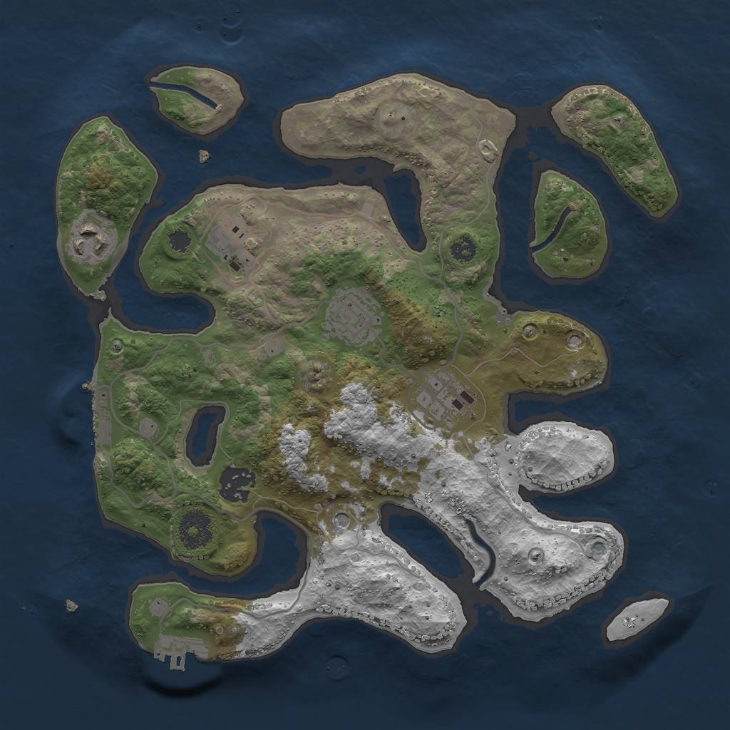 Rust Map: Procedural Map, Size: 3000, Seed: 2422806, 10 Monuments