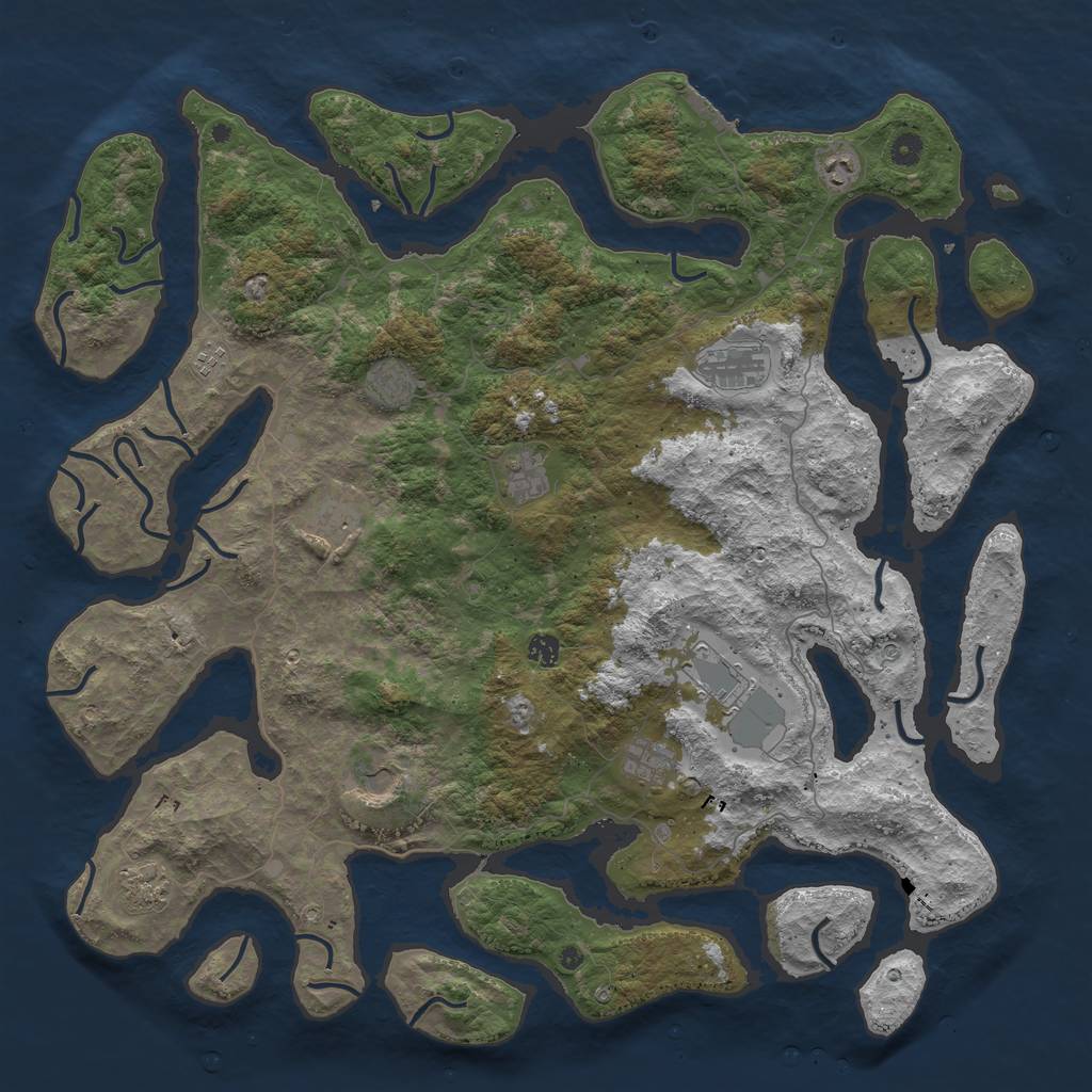 Rust Map: Procedural Map, Size: 5000, Seed: 45634, 15 Monuments