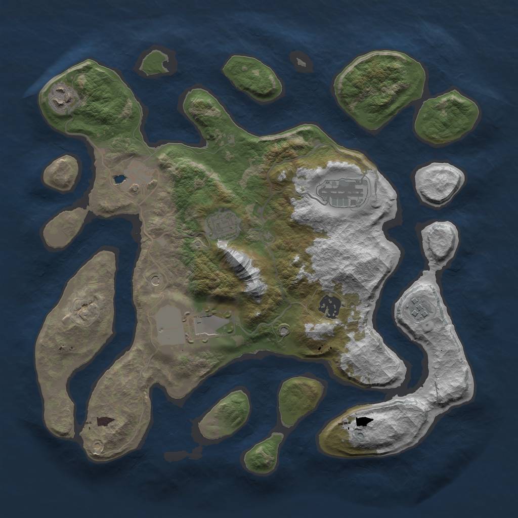 Rust Map: Barren, Size: 3500, Seed: 5685, 10 Monuments