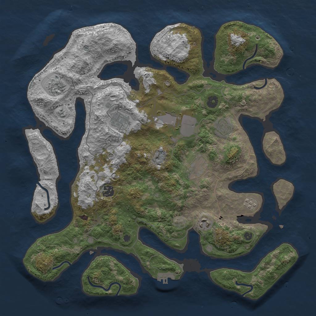 Rust Map: Procedural Map, Size: 4000, Seed: 32345, 12 Monuments