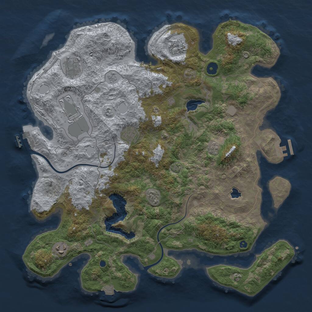 Rust Map: Procedural Map, Size: 4000, Seed: 32345, 12 Monuments