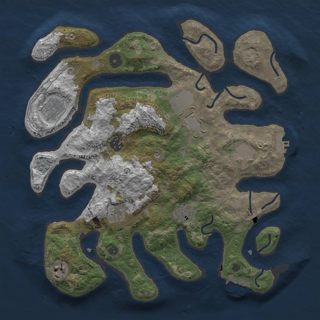 Rust Map: Procedural Map, Size: 3500, Seed: 2107, 13 Monuments