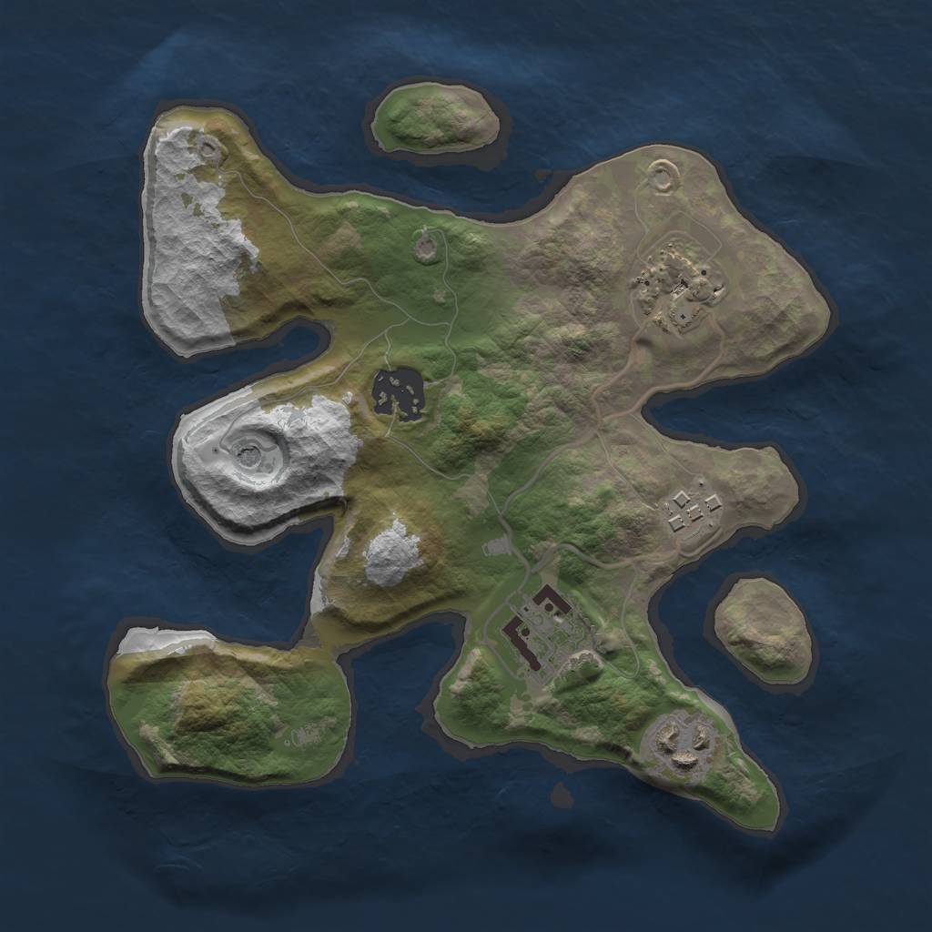 Rust Map: Barren, Size: 2500, Seed: 614476, 8 Monuments