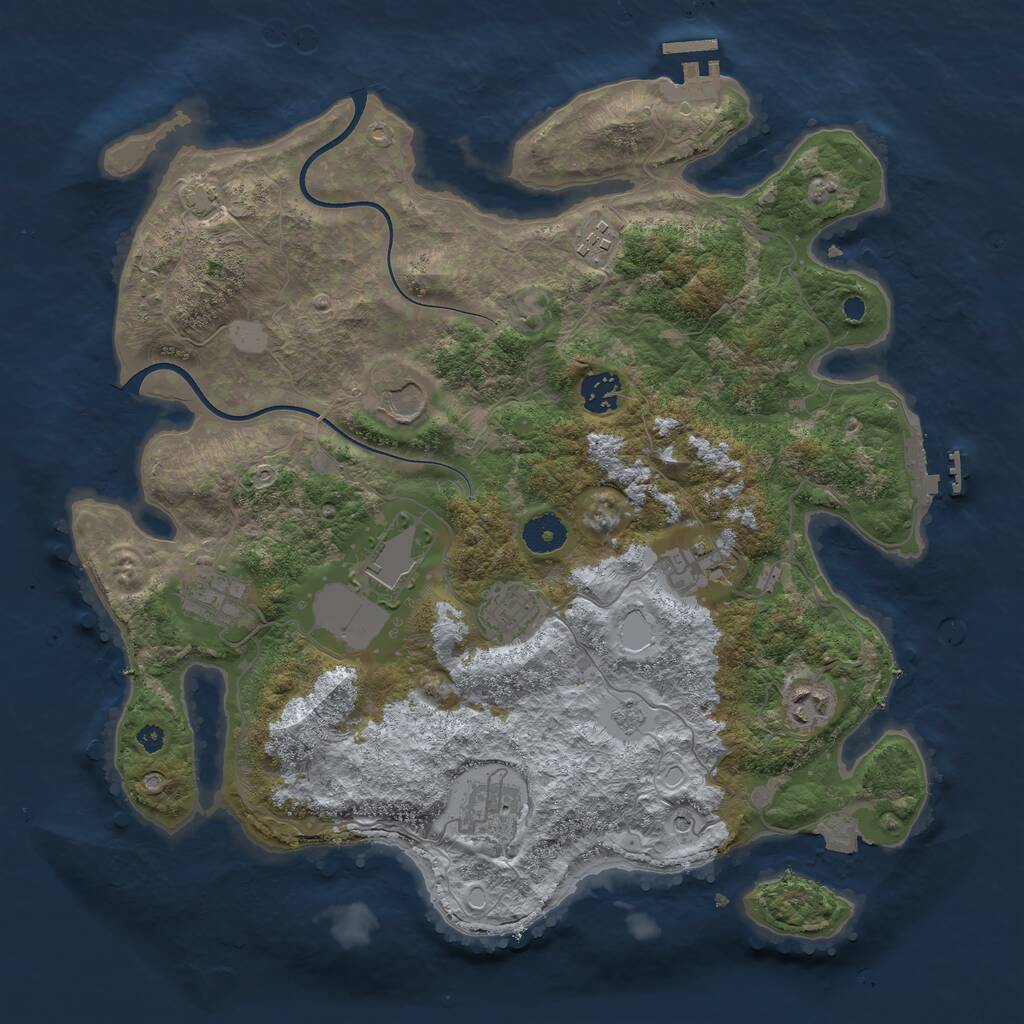 Rust Map: Procedural Map, Size: 3750, Seed: 34567, 15 Monuments