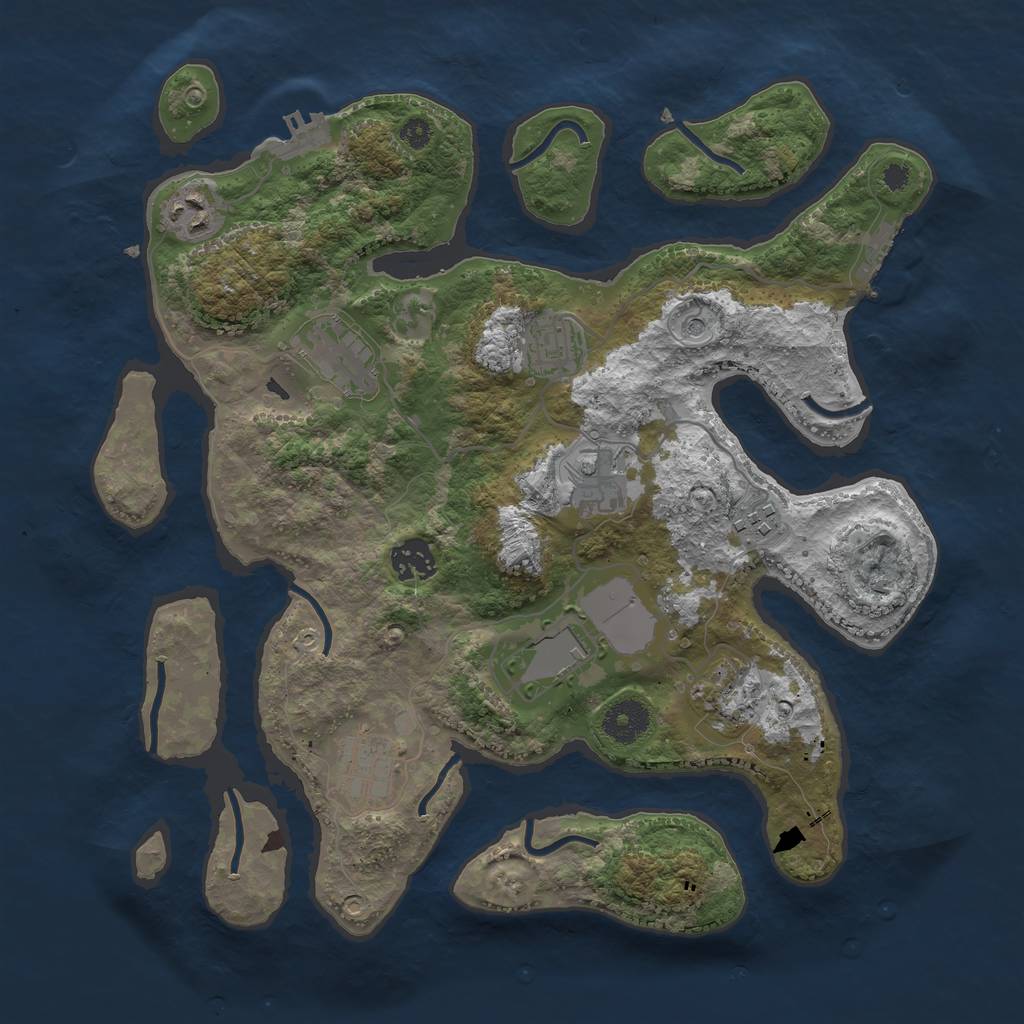 Rust Map: Procedural Map, Size: 3500, Seed: 624326, 14 Monuments