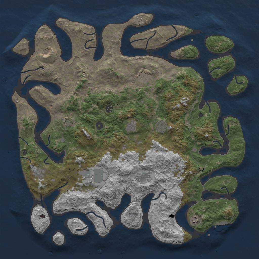Rust Map: Procedural Map, Size: 5000, Seed: 1152656073, 15 Monuments