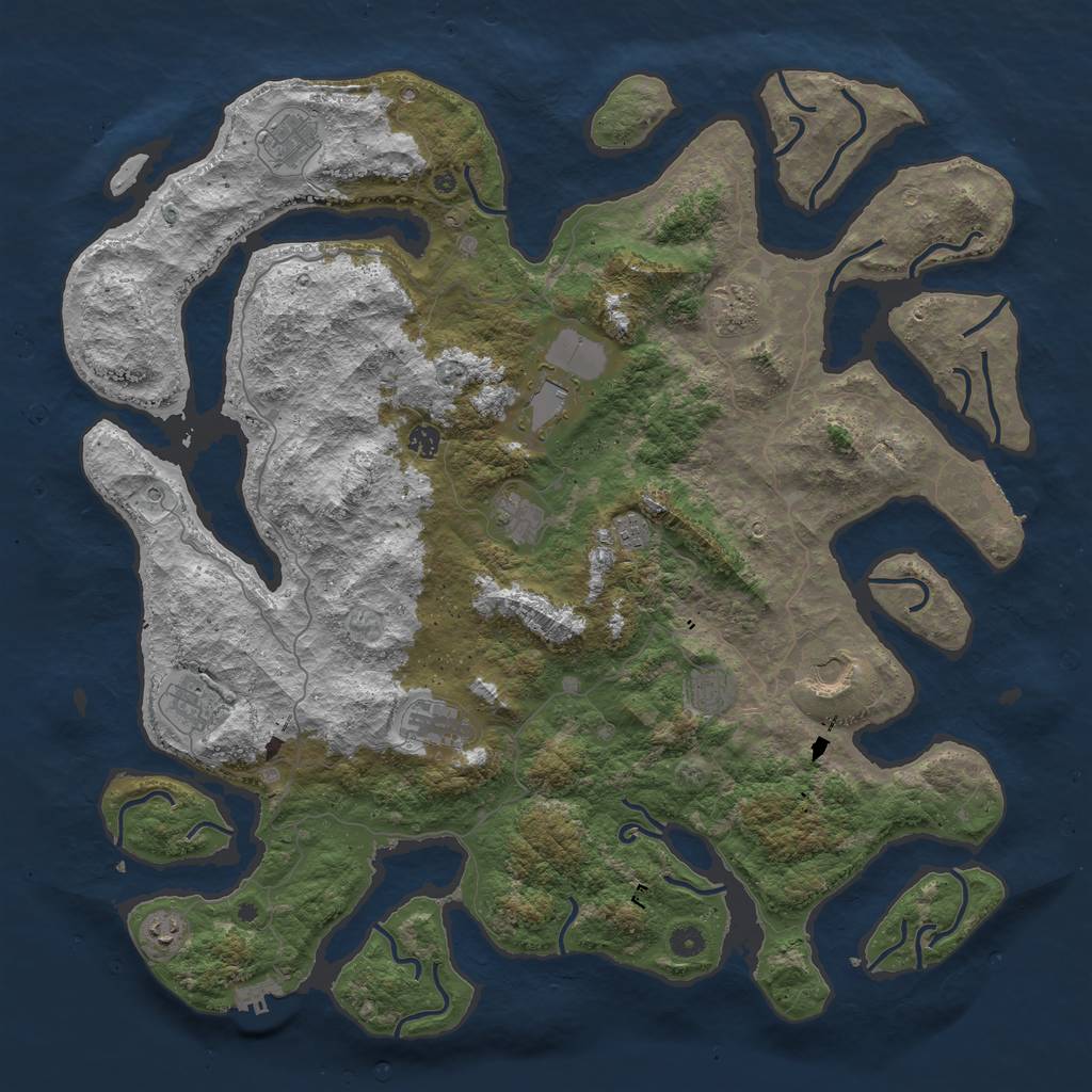 Rust Map: Procedural Map, Size: 5000, Seed: 930, 16 Monuments