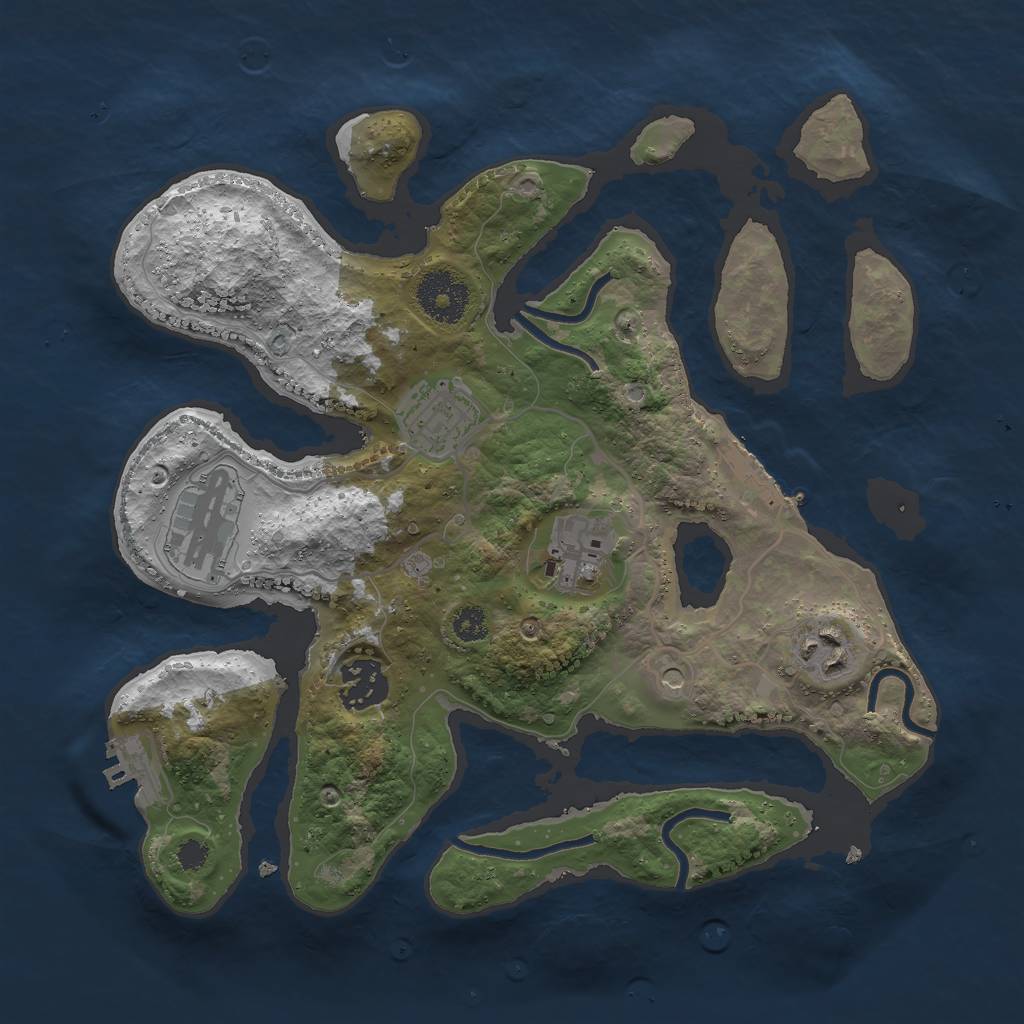 Rust Map: Procedural Map, Size: 3000, Seed: 1199276670, 10 Monuments