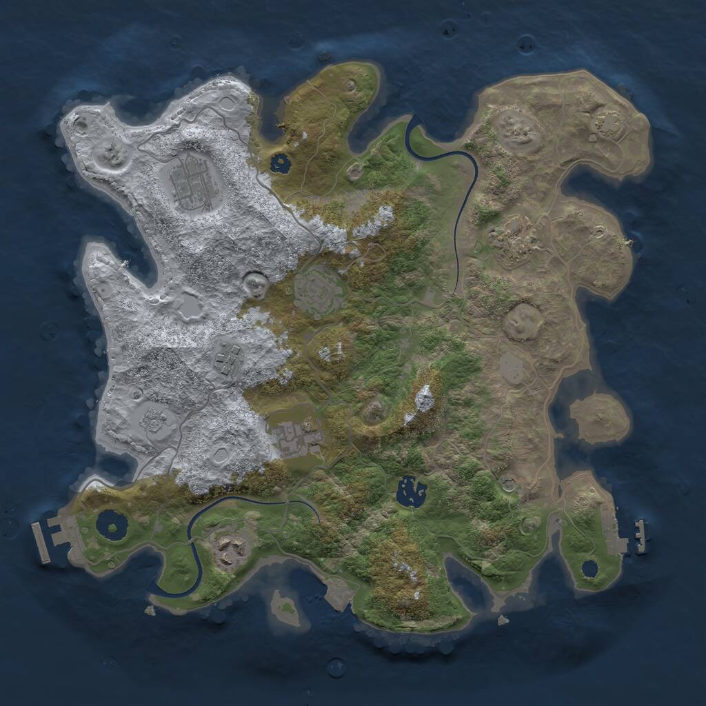 Rust Map: Procedural Map, Size: 3400, Seed: 203869263, 13 Monuments