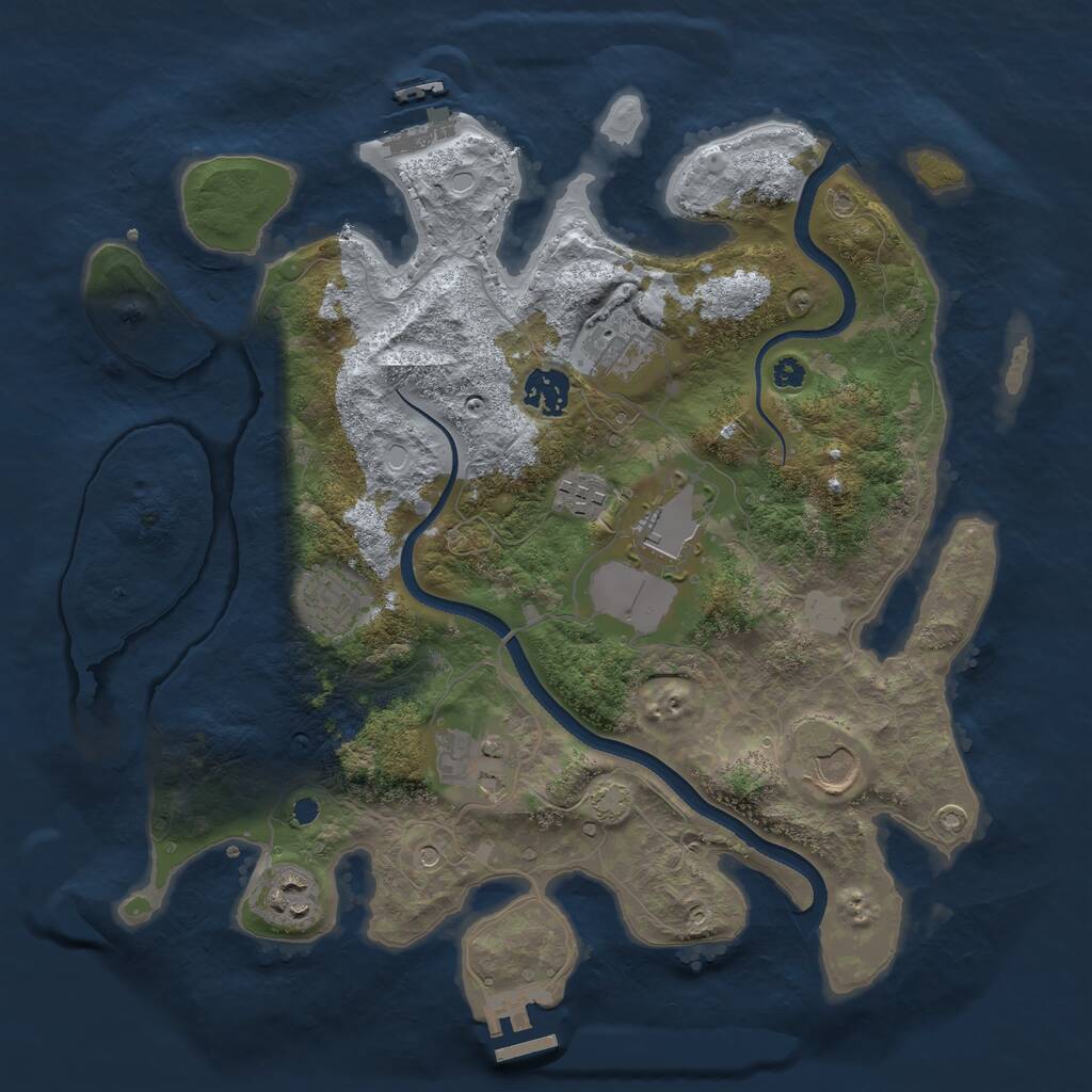 Rust Map: Procedural Map, Size: 3500, Seed: 64153297, 13 Monuments