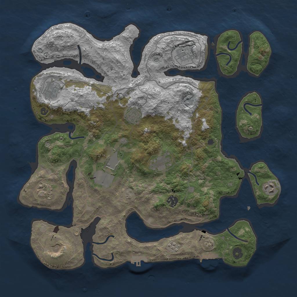 Rust Map: Procedural Map, Size: 4000, Seed: 23476, 15 Monuments