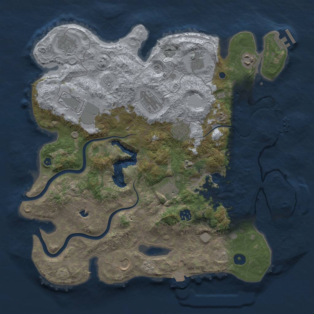 Rust Map: Procedural Map, Size: 4000, Seed: 23476, 16 Monuments