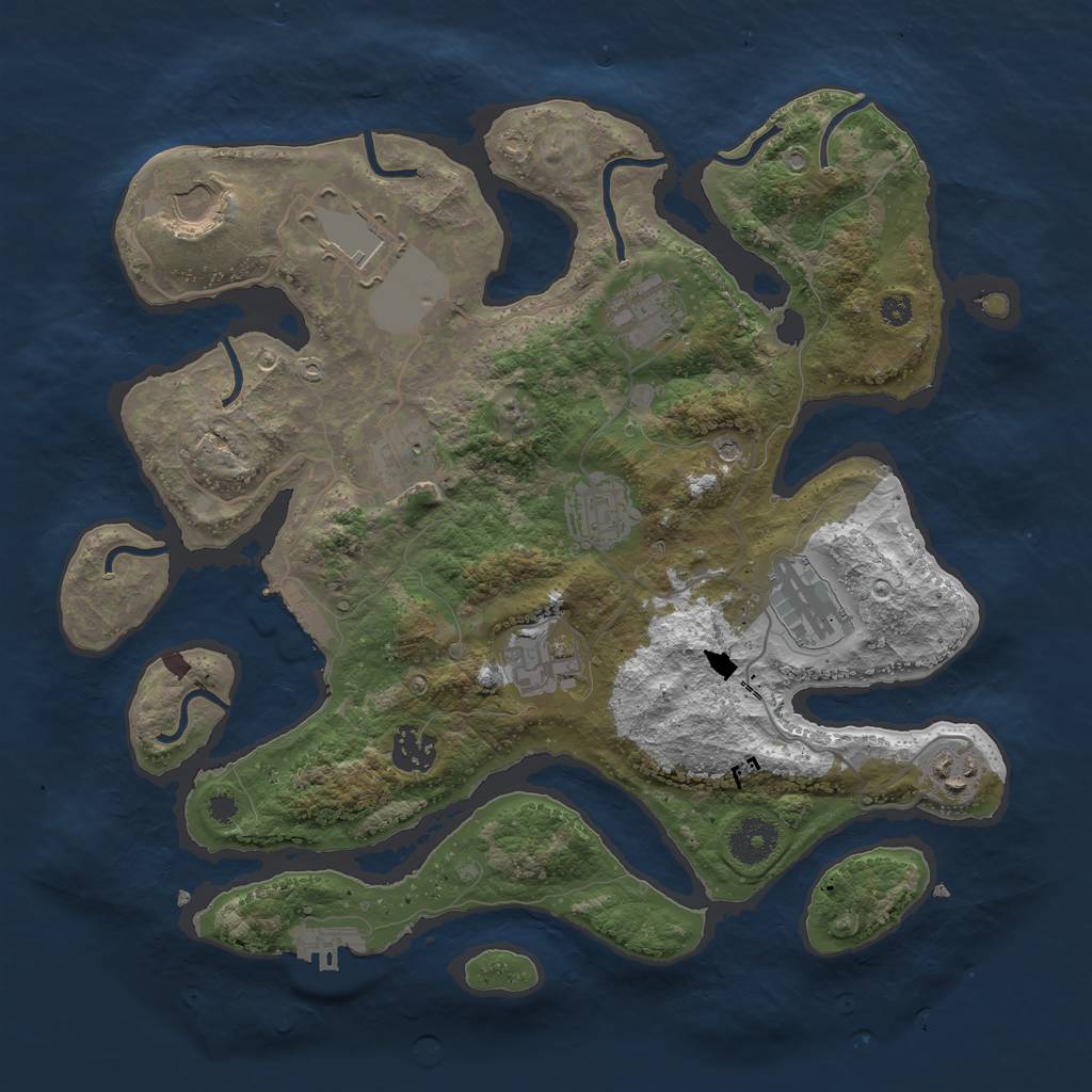 Rust Map: Procedural Map, Size: 3500, Seed: 711286700, 14 Monuments