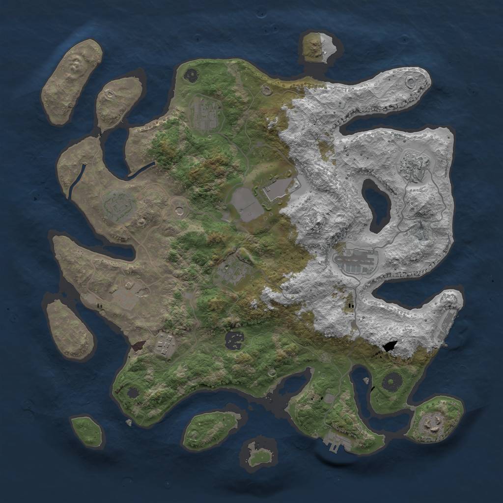 Rust Map: Procedural Map, Size: 3850, Seed: 294917373, 15 Monuments