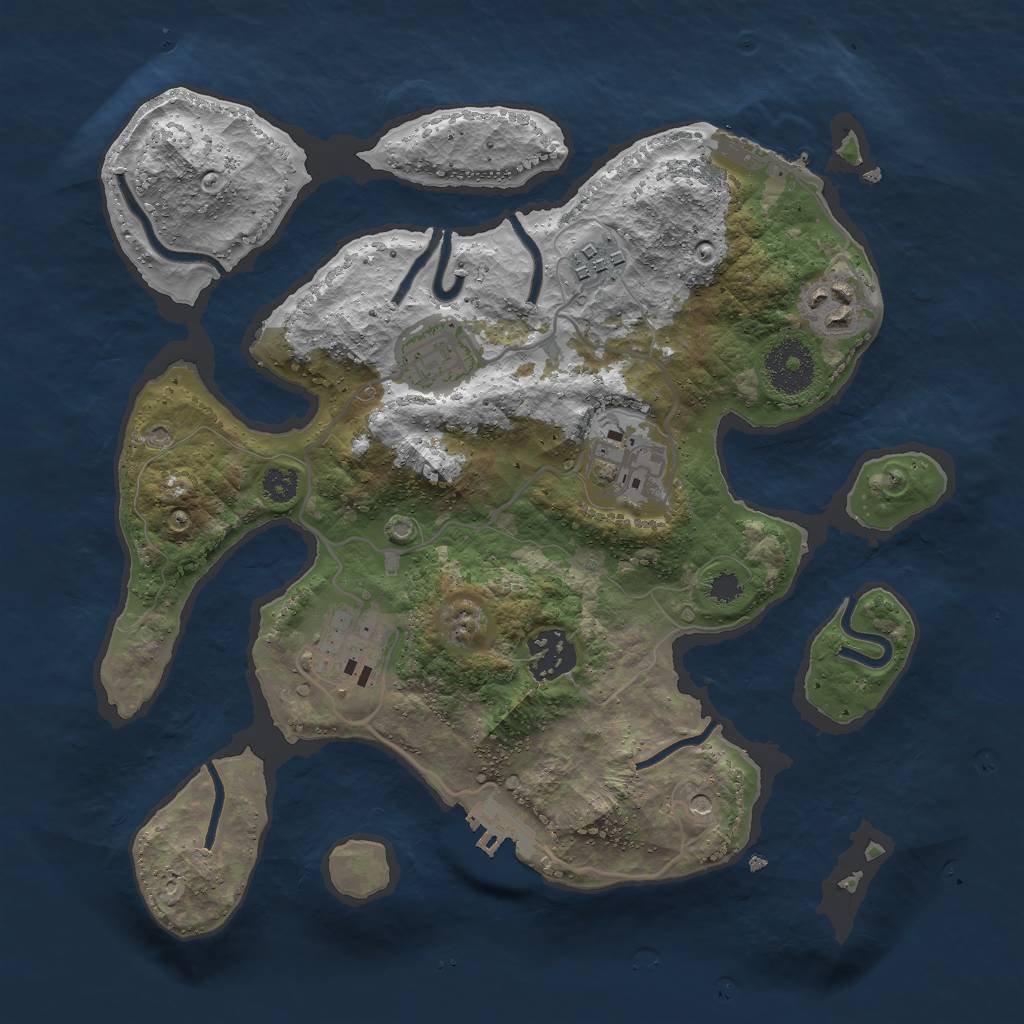 Rust Map: Procedural Map, Size: 3000, Seed: 1679961495, 11 Monuments