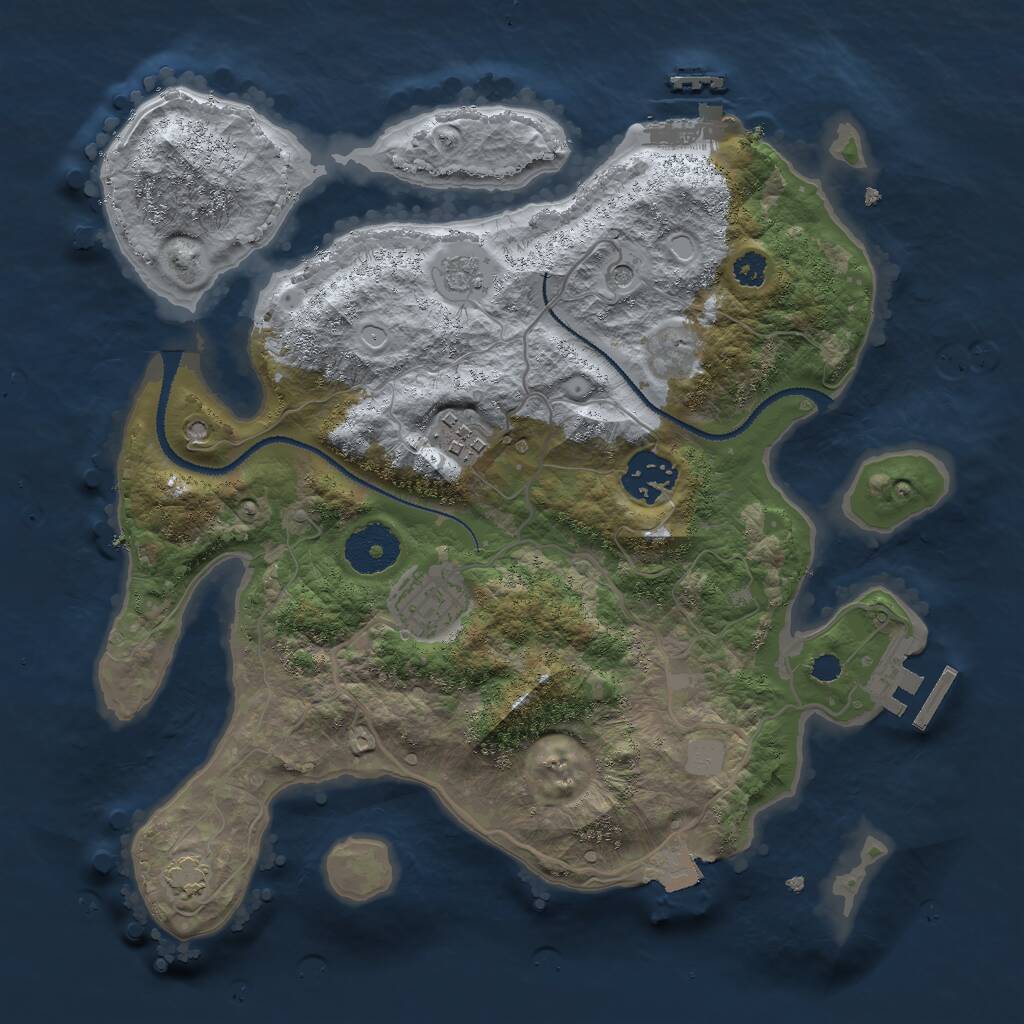 Rust Map: Procedural Map, Size: 3000, Seed: 1679961495, 9 Monuments