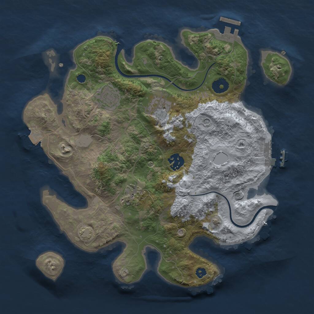 Rust Map: Procedural Map, Size: 3000, Seed: 1153868865, 9 Monuments