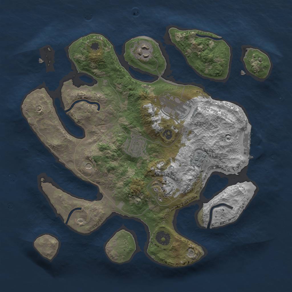 Rust Map: Procedural Map, Size: 3000, Seed: 1153868865, 9 Monuments