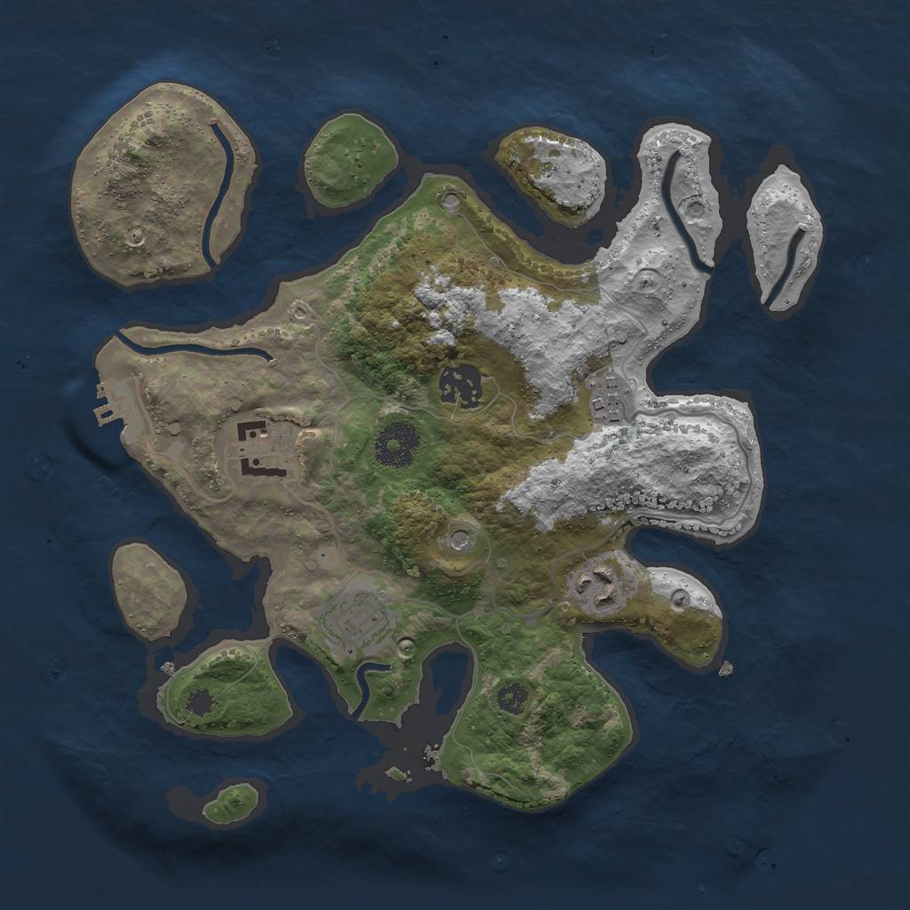 Rust Map: Procedural Map, Size: 3000, Seed: 55816397, 9 Monuments