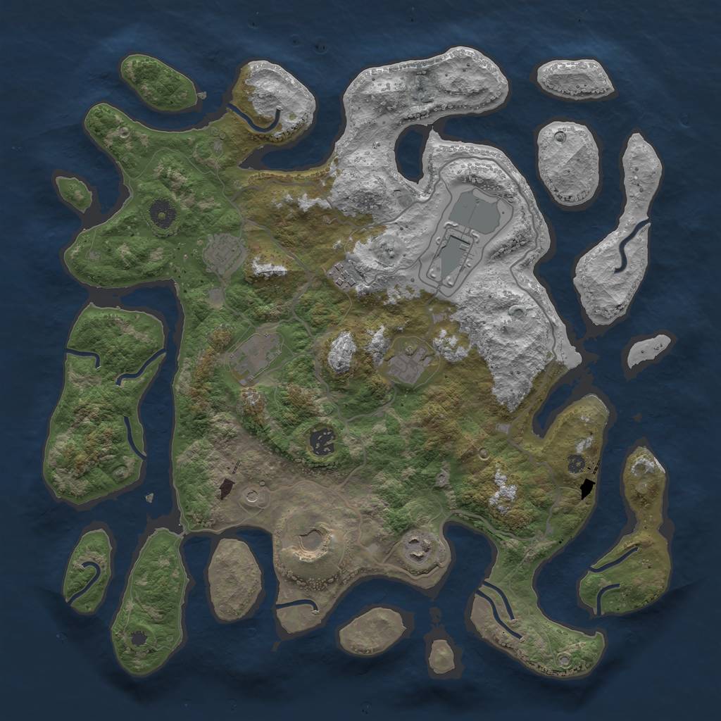 Rust Map: Procedural Map, Size: 4000, Seed: 154765573, 11 Monuments