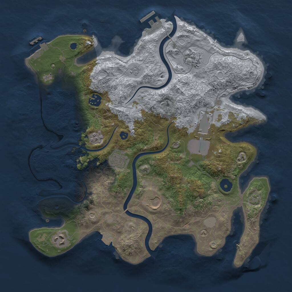 Rust Map: Procedural Map, Size: 3500, Seed: 1356256633, 13 Monuments