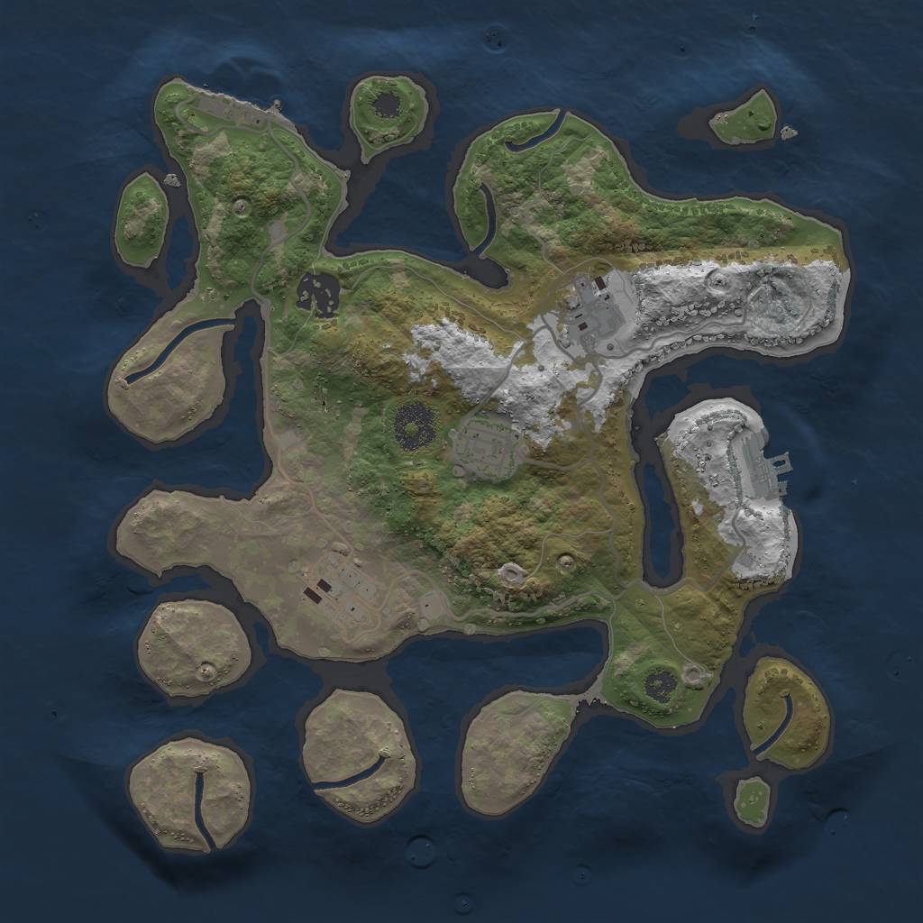 Rust Map: Procedural Map, Size: 3000, Seed: 1420374952, 8 Monuments