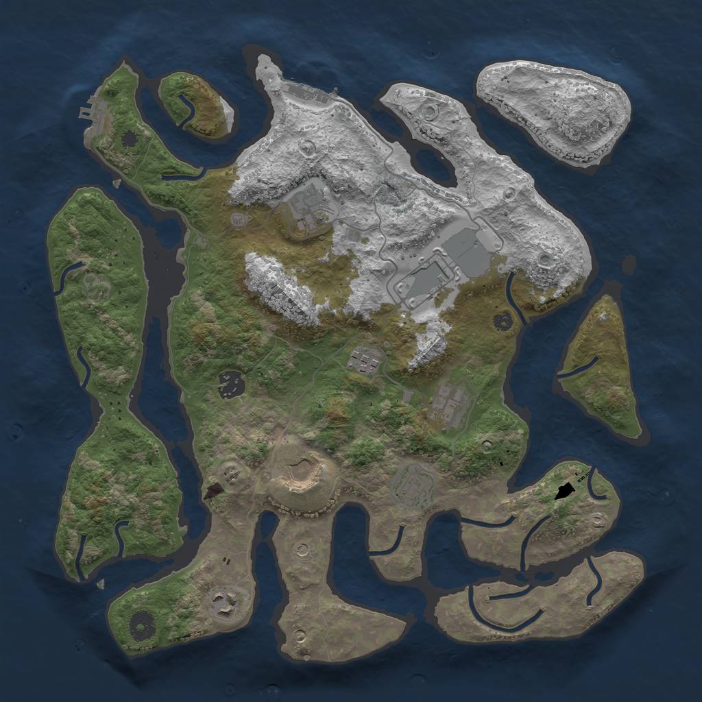 Rust Map: Procedural Map, Size: 3750, Seed: 777484904, 13 Monuments