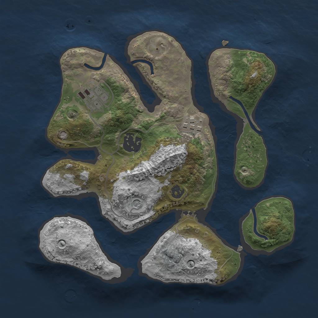 Rust Map: Procedural Map, Size: 2500, Seed: 51535135, 6 Monuments