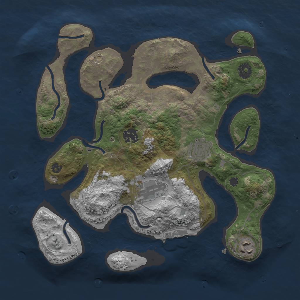 Rust Map: Procedural Map, Size: 3000, Seed: 2042068172, 7 Monuments