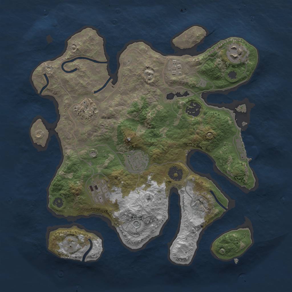 Rust Map: Procedural Map, Size: 3000, Seed: 2078918113, 10 Monuments