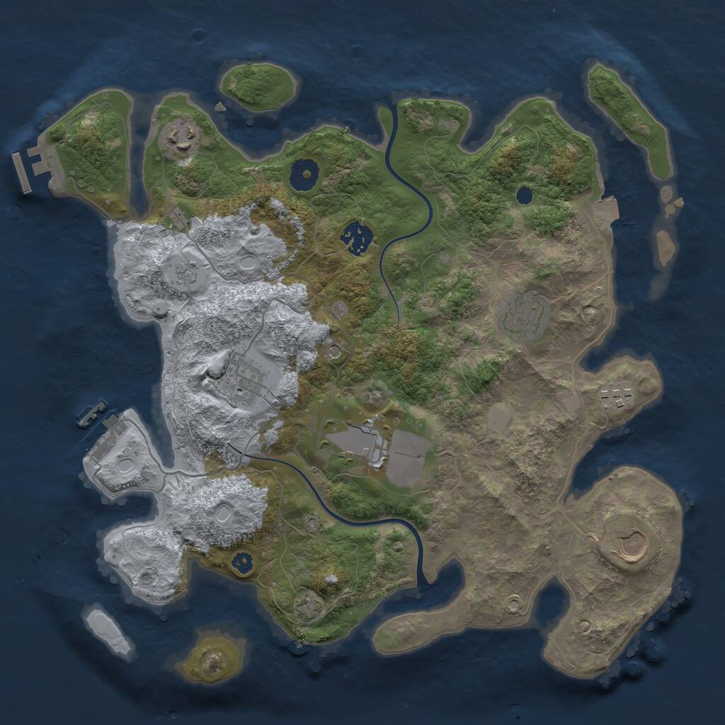 Rust Map: Procedural Map, Size: 3500, Seed: 3483, 13 Monuments