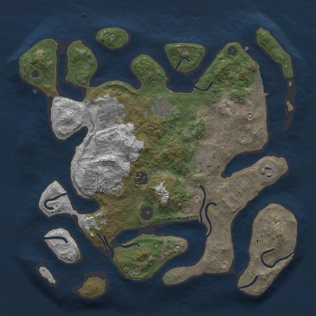 Rust Map: Procedural Map, Size: 3500, Seed: 3483, 10 Monuments