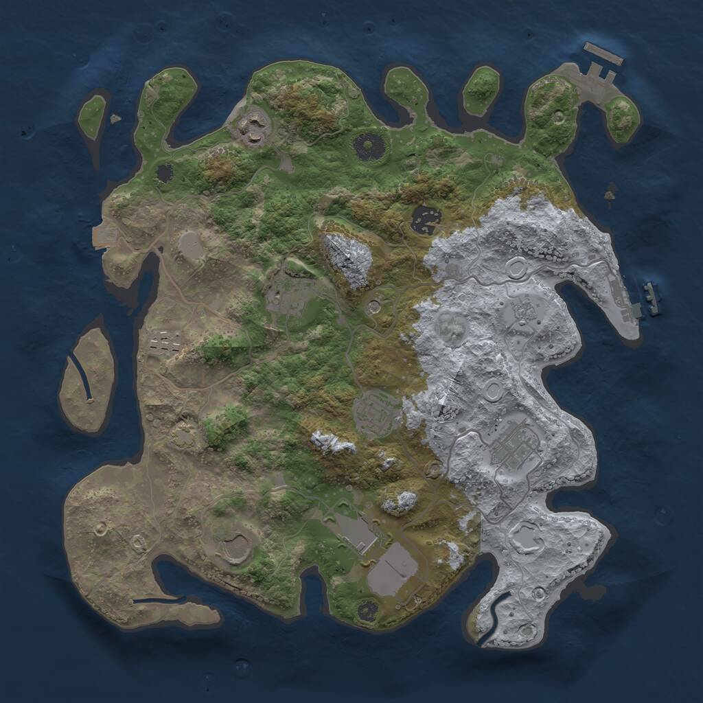 Rust Map: Procedural Map, Size: 3500, Seed: 584570053, 14 Monuments