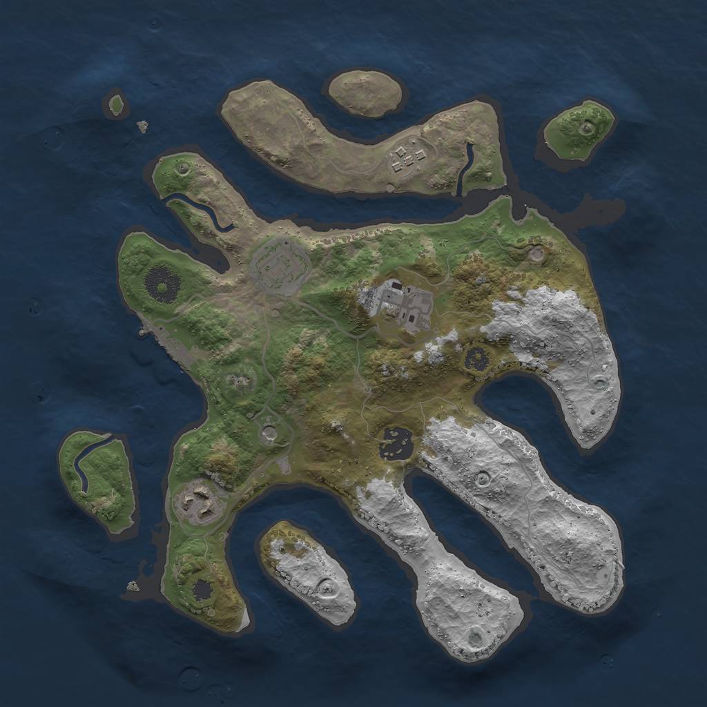 Rust Map: Procedural Map, Size: 3000, Seed: 1940005824, 9 Monuments