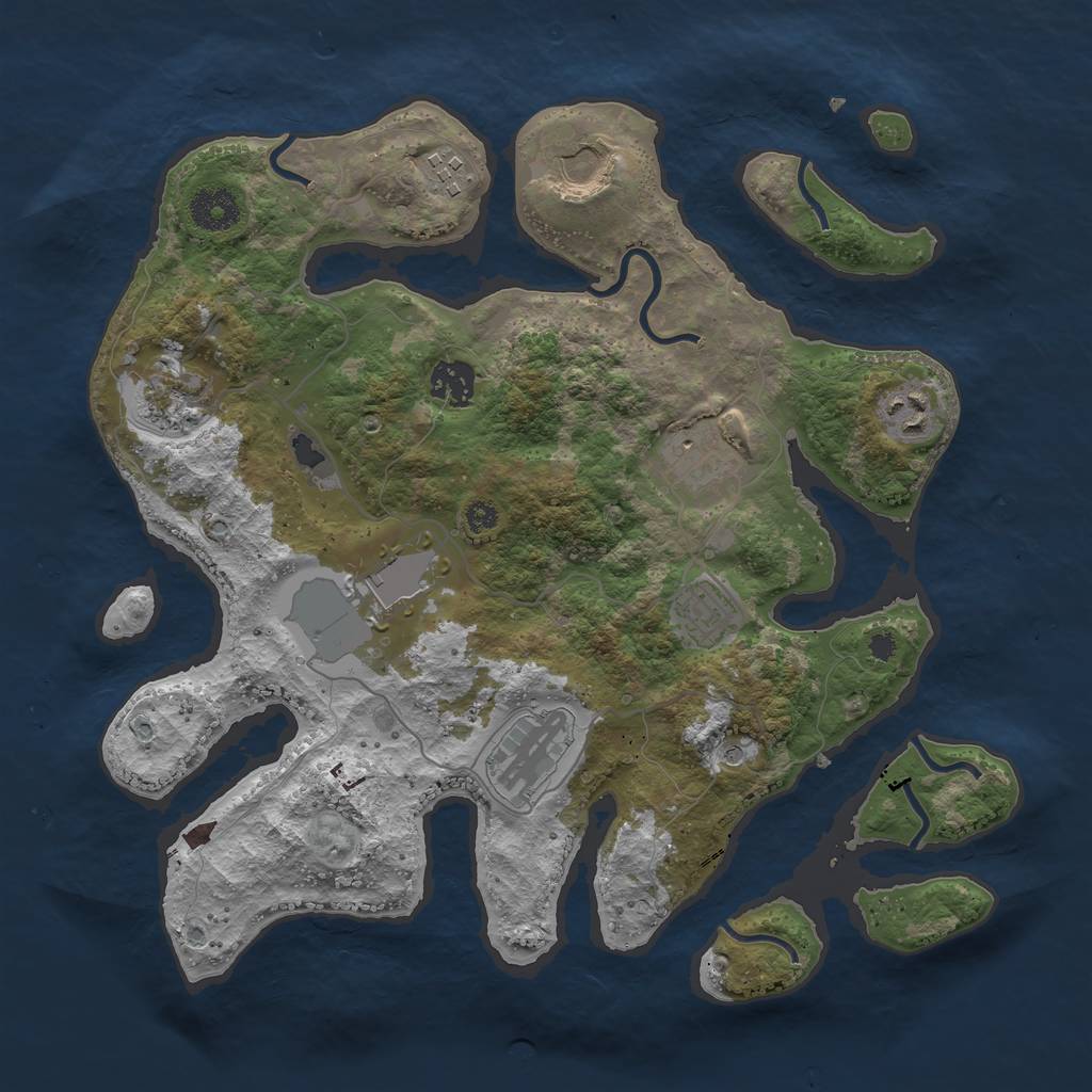 Rust Map: Procedural Map, Size: 3500, Seed: 2087629294, 12 Monuments