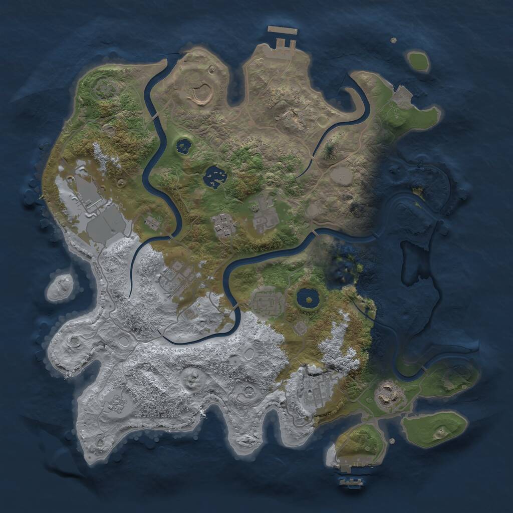 Rust Map: Procedural Map, Size: 3500, Seed: 2087629294, 15 Monuments
