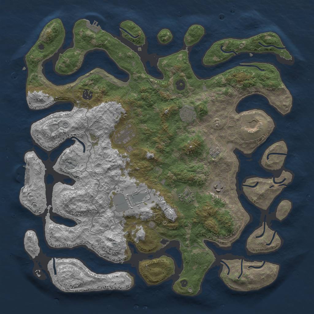 Rust Map: Procedural Map, Size: 4500, Seed: 868269450, 13 Monuments