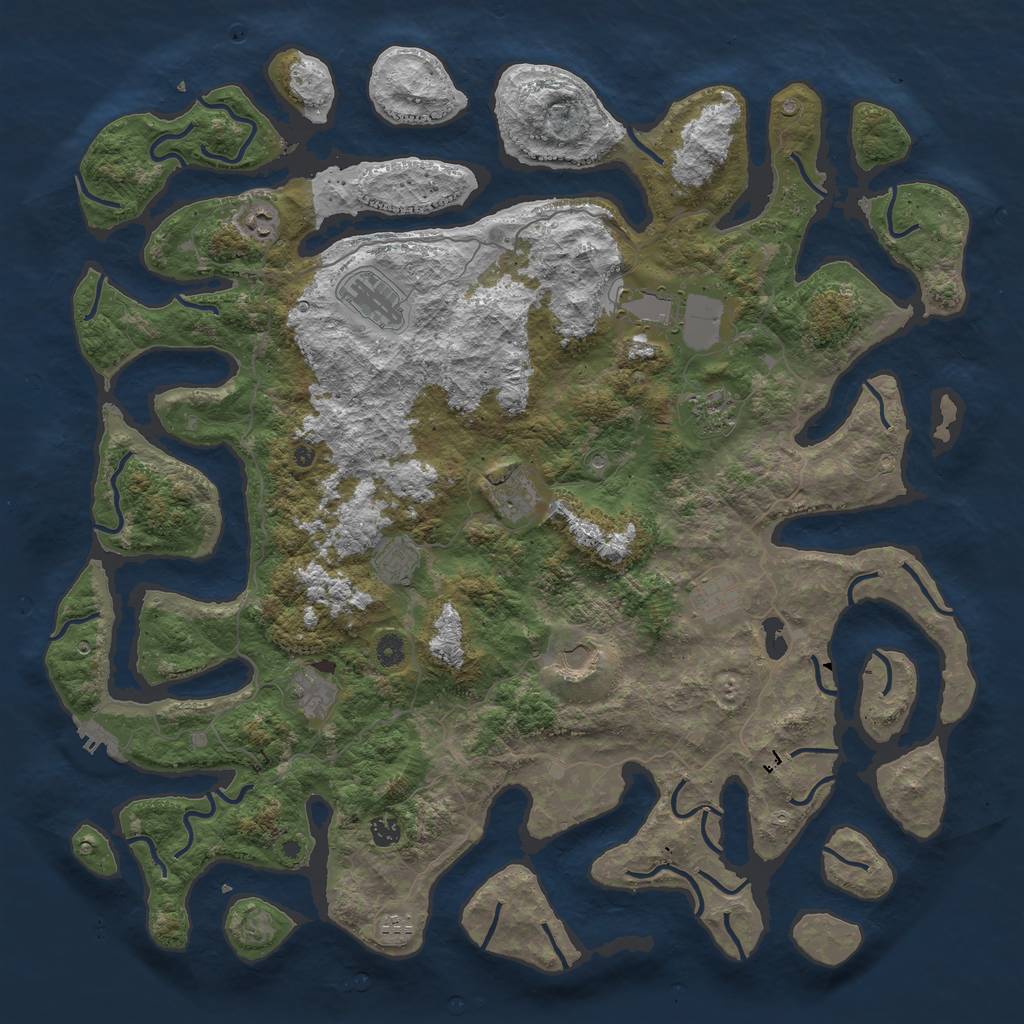 Rust Map: Procedural Map, Size: 5001, Seed: 123456789, 15 Monuments