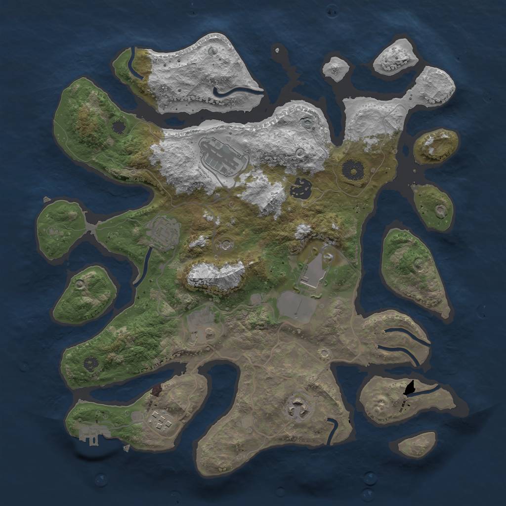 Rust Map: Procedural Map, Size: 3500, Seed: 927511, 11 Monuments