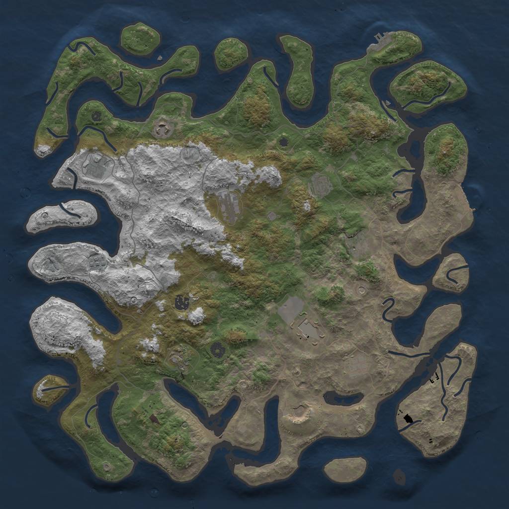 Rust Map: Procedural Map, Size: 5000, Seed: 2144123456, 16 Monuments