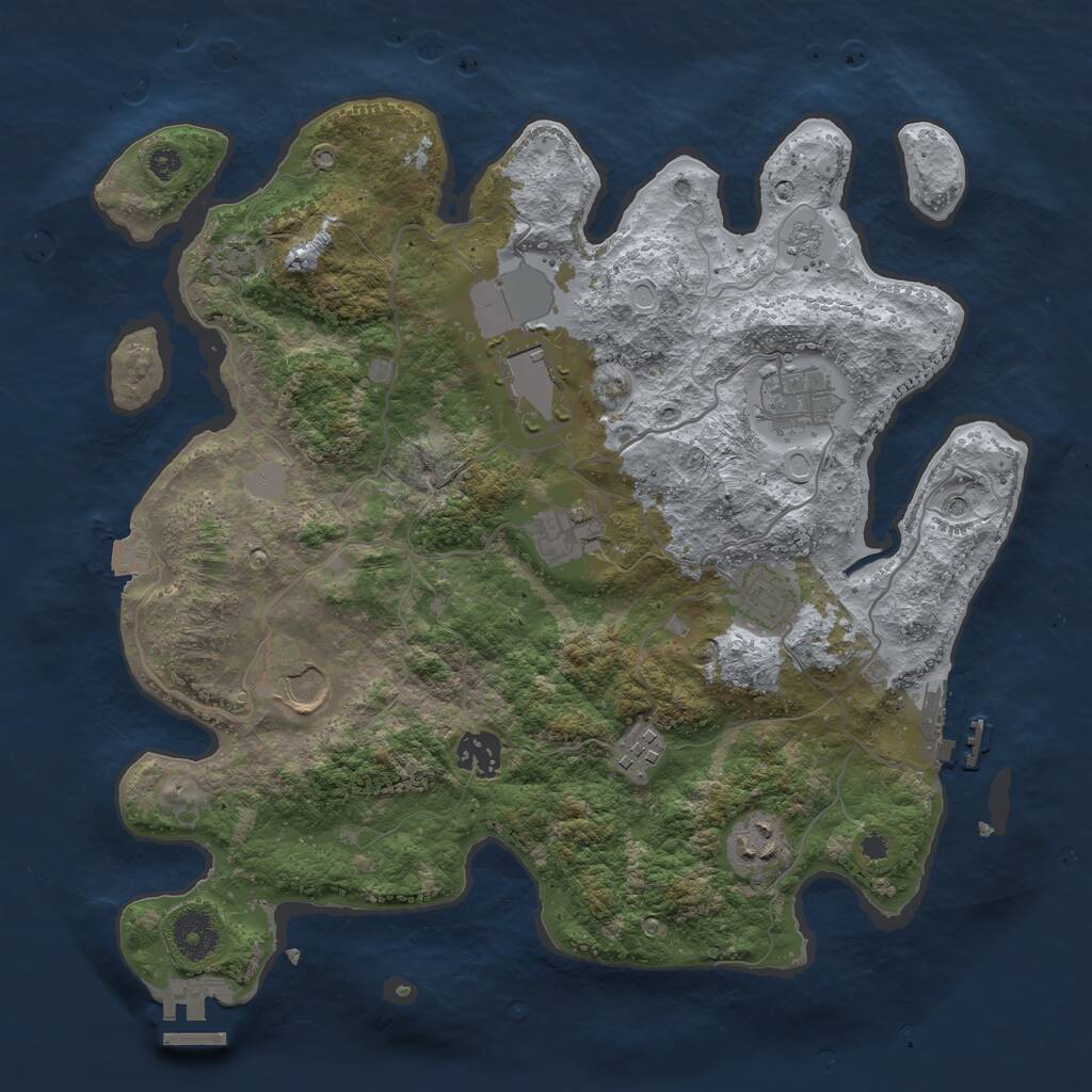 Rust Map: Procedural Map, Size: 3500, Seed: 75025, 14 Monuments