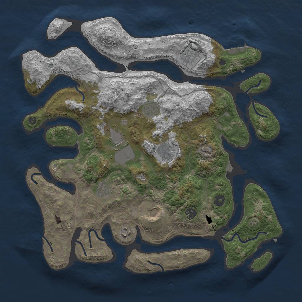 Rust Map: Procedural Map, Size: 4000, Seed: 64451, 12 Monuments