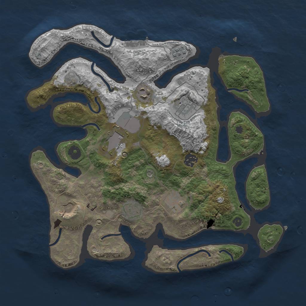 Rust Map: Procedural Map, Size: 3500, Seed: 64451, 12 Monuments