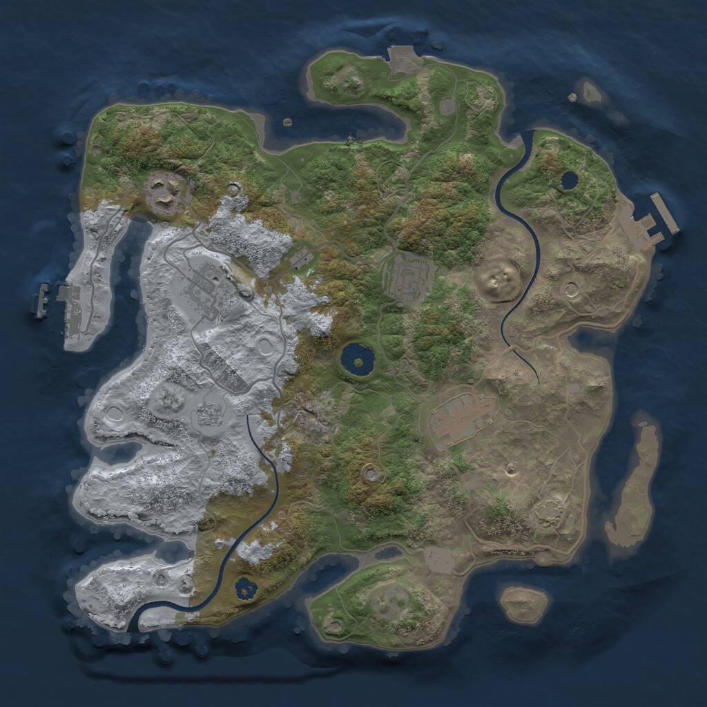 Rust Map: Procedural Map, Size: 3200, Seed: 7776547, 10 Monuments